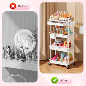 SUNALLY dual-use cart converts to two-tier vanity storage on any countertop.