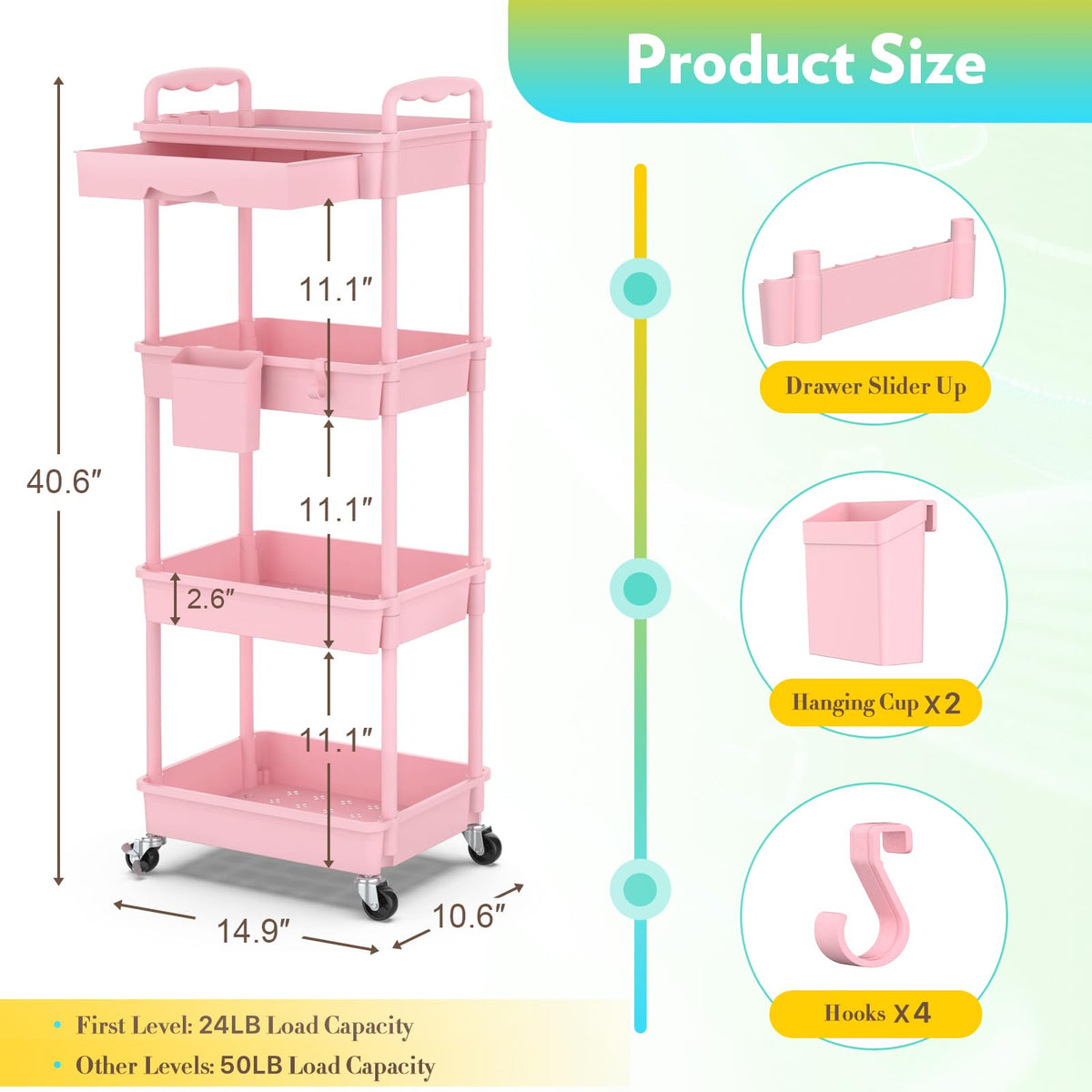 SUNALLY makeup cart wheels lockable for smooth mobility and secure placement.