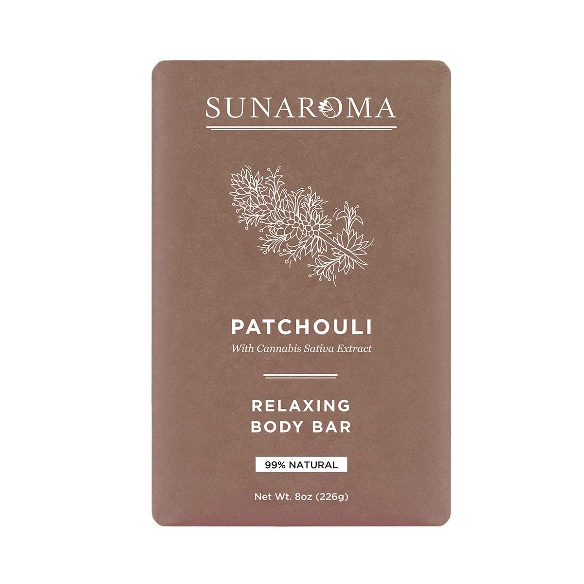 Sunaroma Patchouli soap bar offers a calming cleanse with rich, creamy lather.