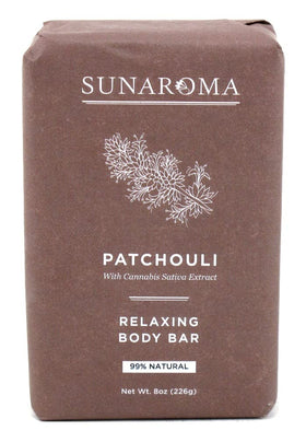 SUNAROMA Patchouli soap bar closeup of ingredients for nourishment