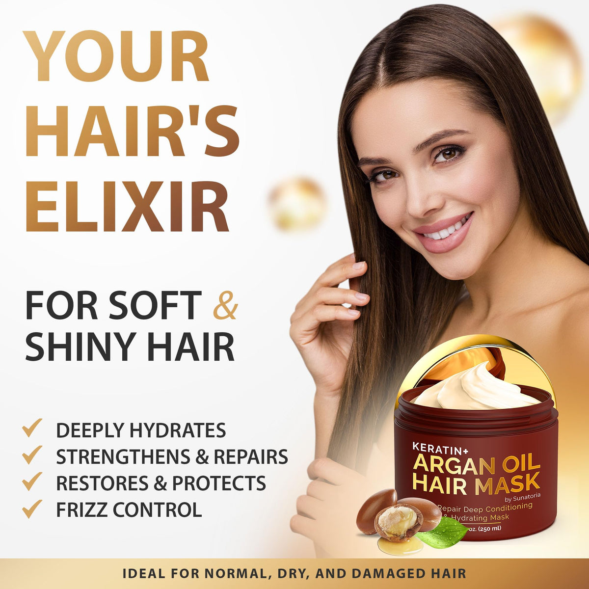 SUNATORIA Argan Oil Hair Mask jar closeup shows rich texture and soothing formula.
