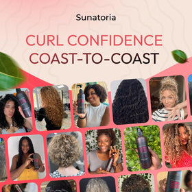 SUNATORIA Curl Cream leave-in hydration for color-treated hair showing soft shine.