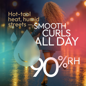 SUNATORIA Curl Cream close-up on hair texture and curl elongation for better definition.