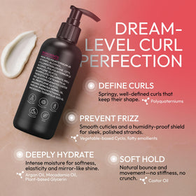 SUNATORIA Curl Cream waves and texture shot showing defined curls with natural shine.