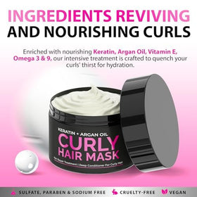 SUNATORIA Curly Hair Mask defines curls in a close-up of styled waves