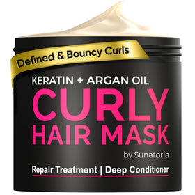 SUNATORIA Curly Hair Mask jar close-up for deep conditioning
