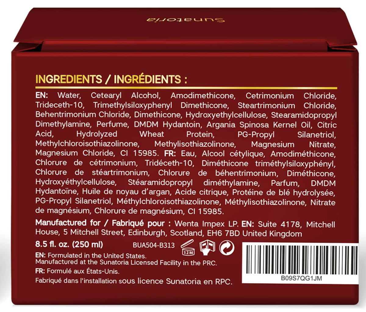 SUNATORIA Elegant packaging highlights a premium hair care experience.