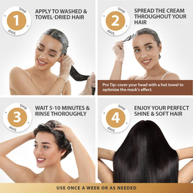 SUNATORIA Hair Mask rinse-off exposes smooth rinsing for manageable lengths.