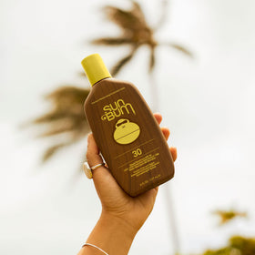 Two 8 oz Sun Bum bottles ready for beach days