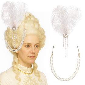 Suncalla ostrich feather barrette in white adds dramatic Victorian flair to wigs