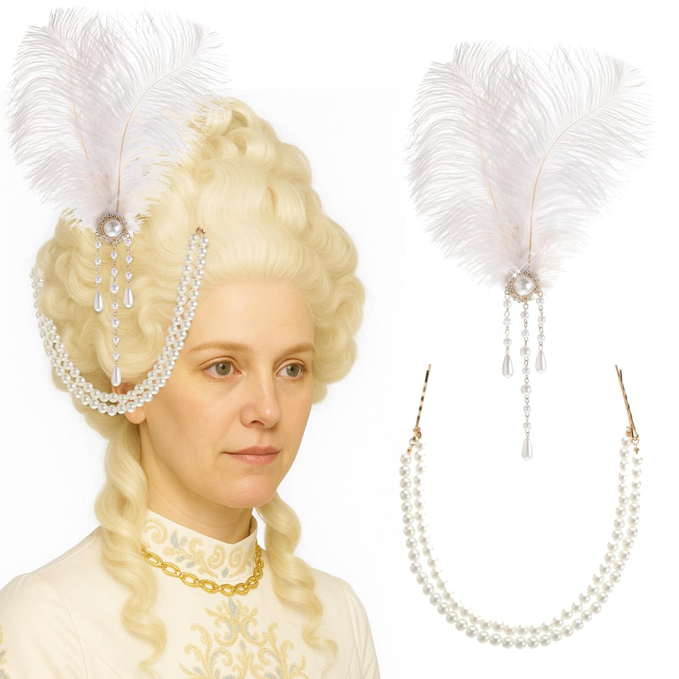 Suncalla ostrich feather barrette in white adds dramatic Victorian flair to wigs