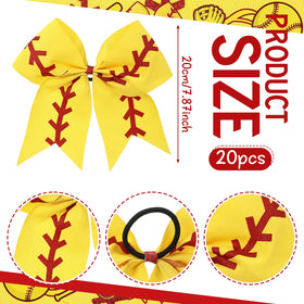 Suncalla softball bow yellow red closeup—durable grosgrain with bright color.