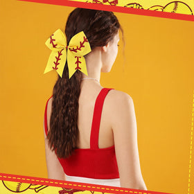 Suncalla softball bow yellow red glitter leather—adding flair to outfits.