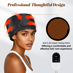 SUNCANDXY Hair Steamer Cap worn, delivers hands-free, comfortable conditioning sessions