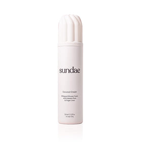 Sundae whipped shower foam coconut cream bottle shows rich lather for daily cleansing.