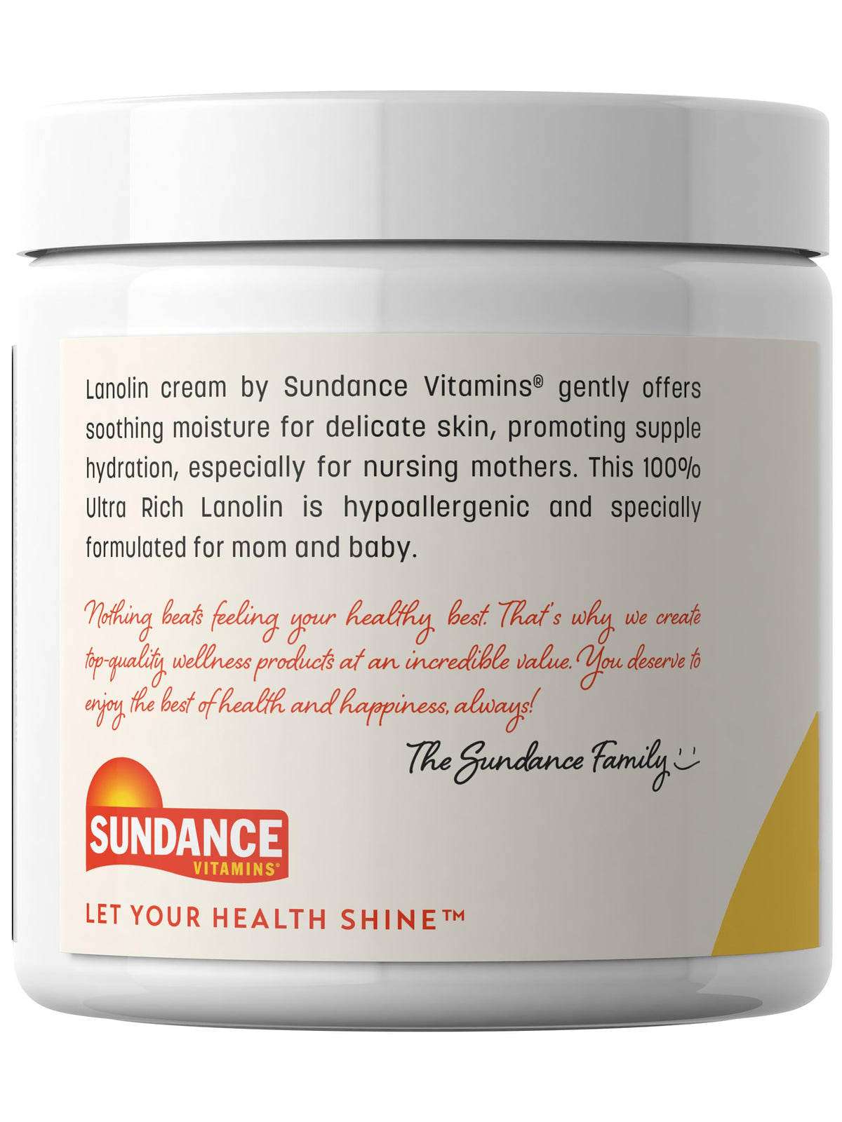Hypoallergenic Sundance Lanolin Cream seal emphasizing gentle care