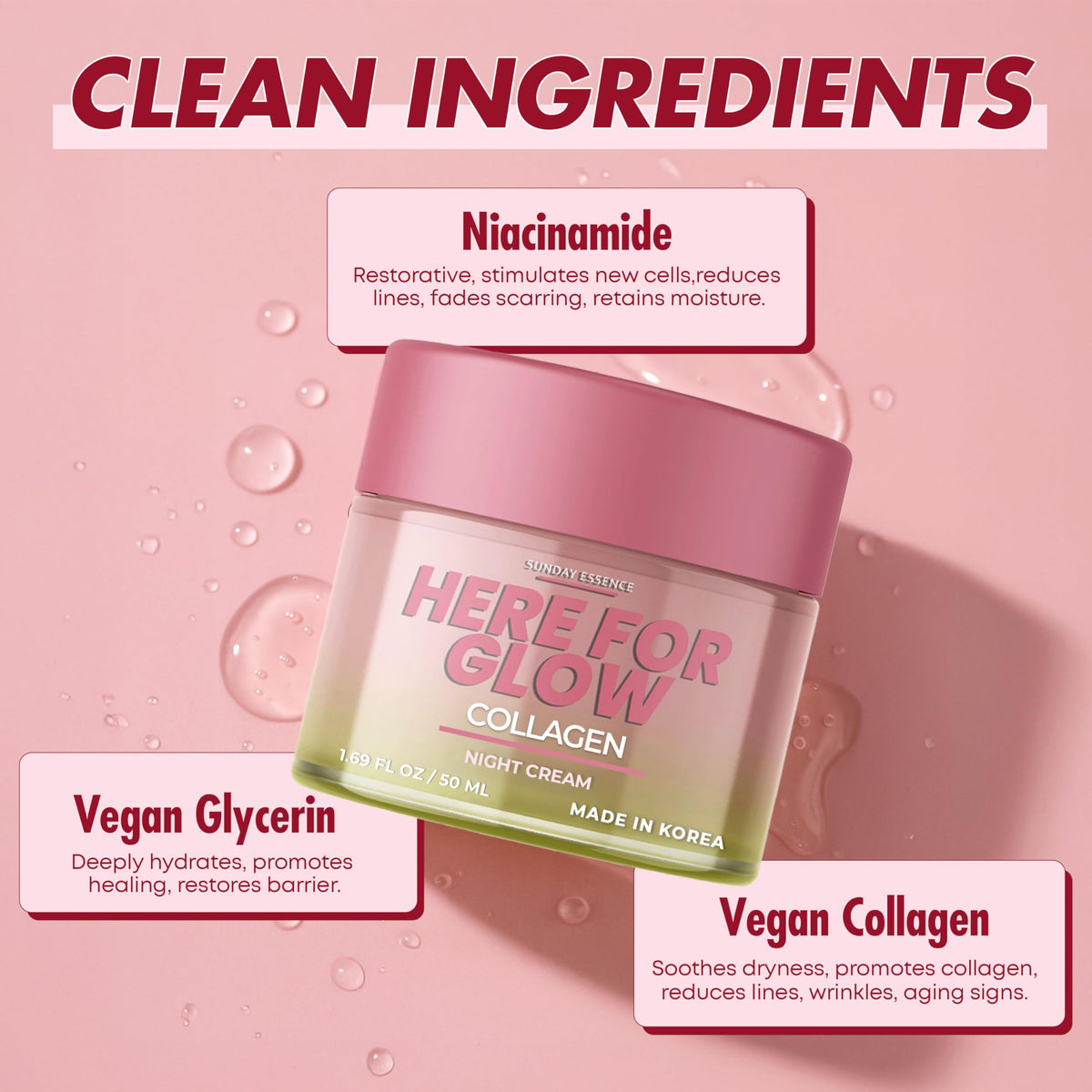 Swirl of Sunday Essence Collagen Night Cream texture demonstrating rich hydration