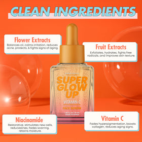 Sunday Essence Vitamin C Serum applied to cheek showing smooth, radiant texture.