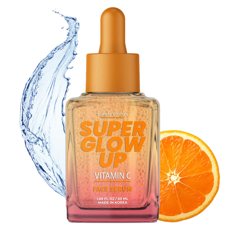 Sunday Essence Vitamin C Serum bottle highlighting brightening formula for radiant skin.