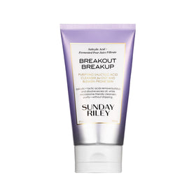 Sunday Riley Breakout Breakup bottle pour shows easy cleansing for blemish-prone skin.