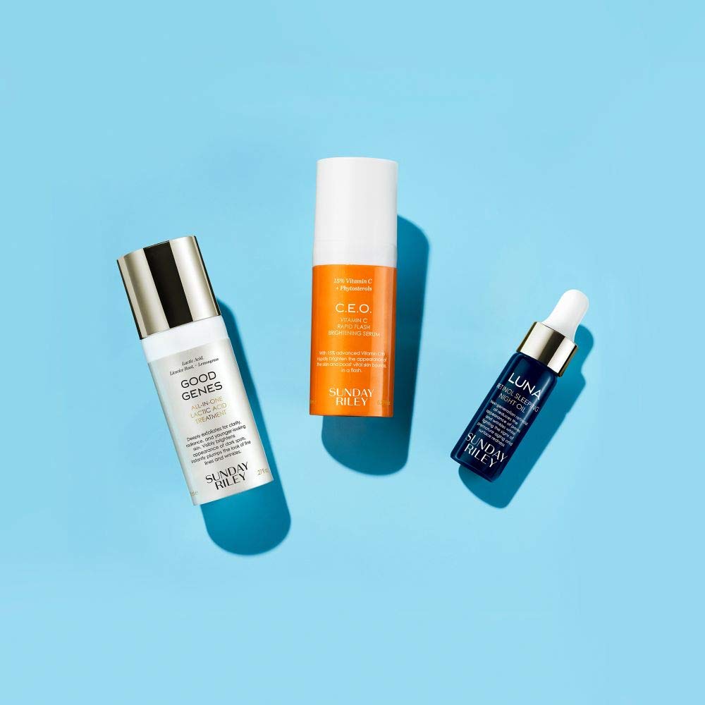 Sunday Riley C.E.O. 15% Vitamin C Serum dropper for brightening and even tone.
