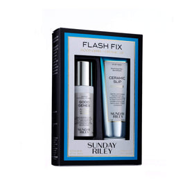 Sunday Riley Flash Fix Kit with Good Genes Lactic Acid Treatment for brighter, clearer skin.