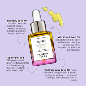 Juno oil preps skin for makeup with a subtle glow.