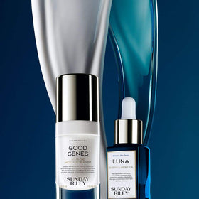 Sunday Riley Power Couple Kit packaging emphasizing premium skincare experience