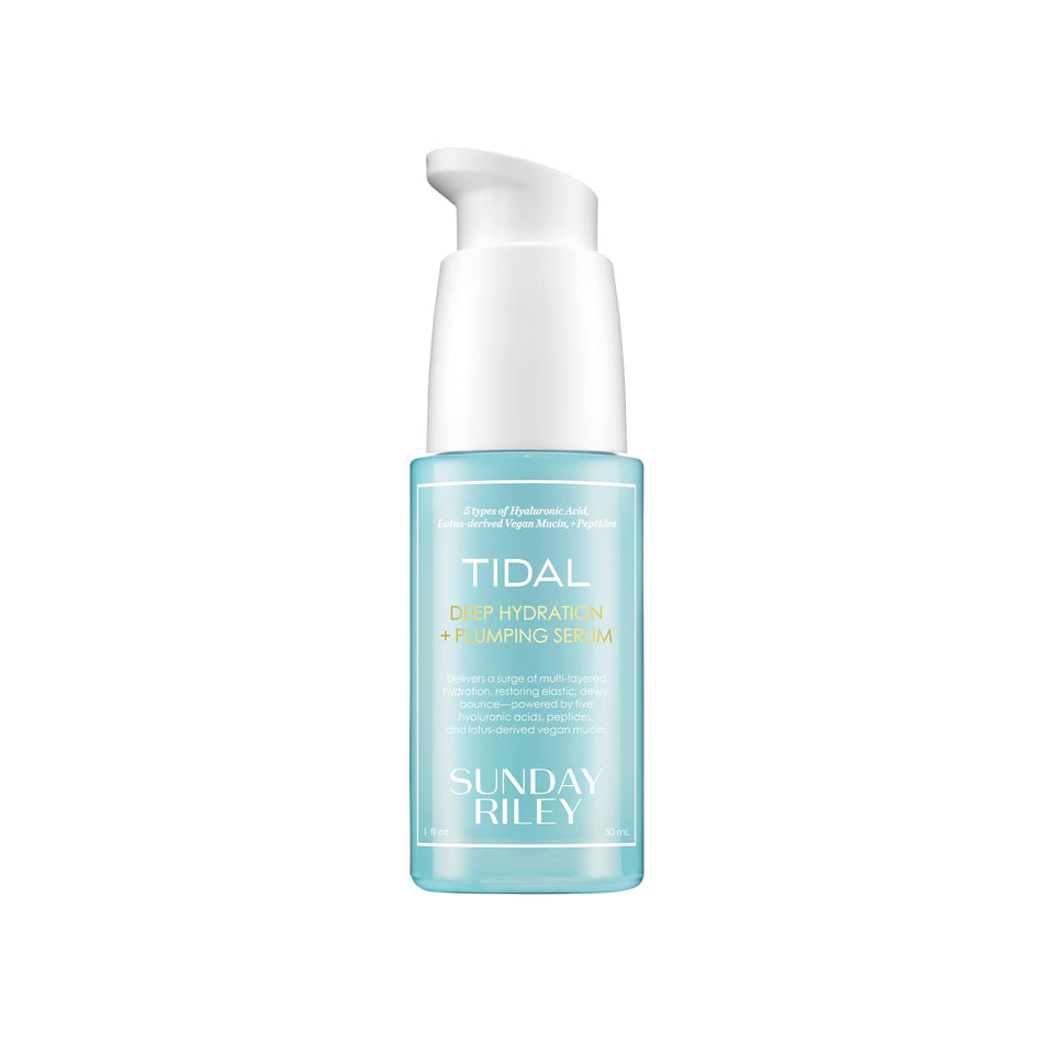 Sunday Riley Tidal serum bottle close-up highlighting deep hydration