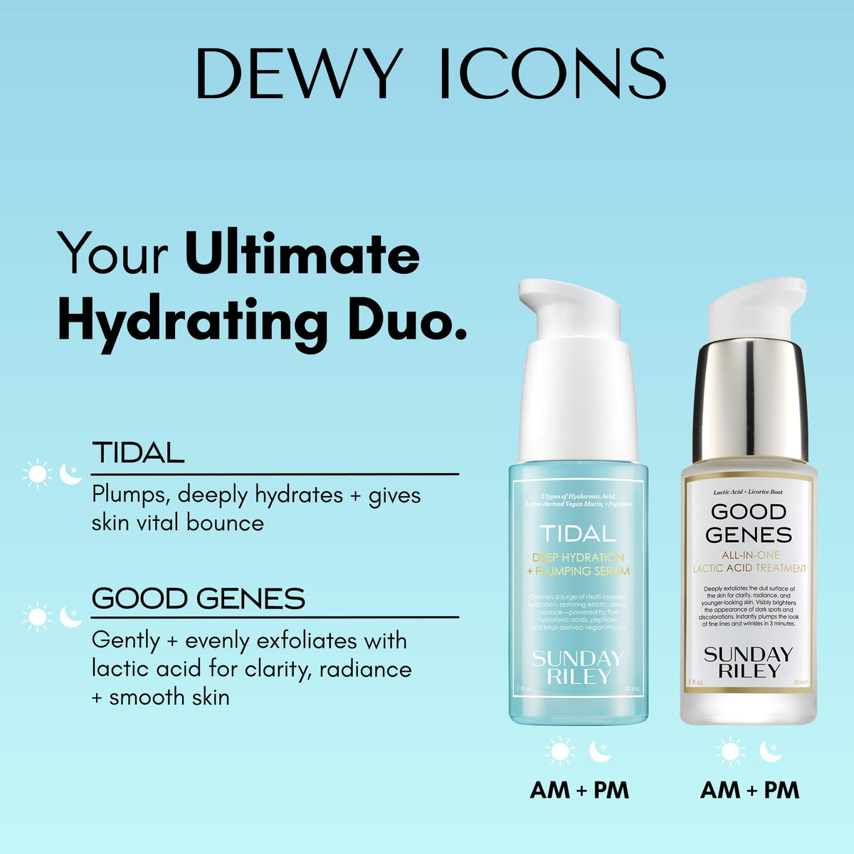 Compact packaging and cap of Sunday Riley Tidal serum