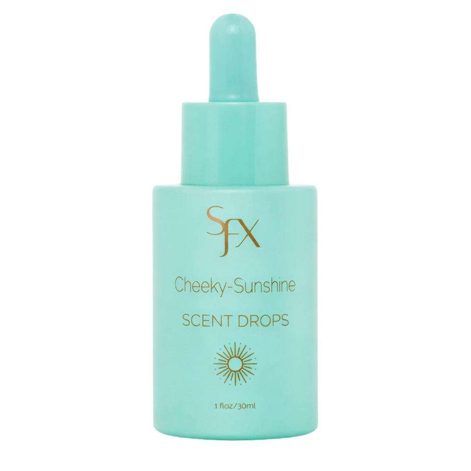 SunFX Scent Drops bottle front view for versatile tanning aroma.