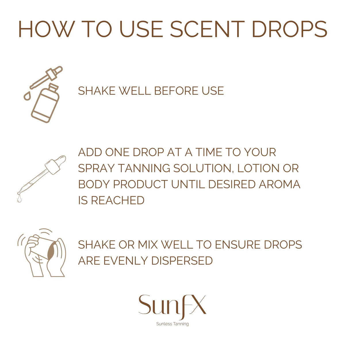 SunFX Scent Drops being added to tanning solution to illustrate versatile usage.