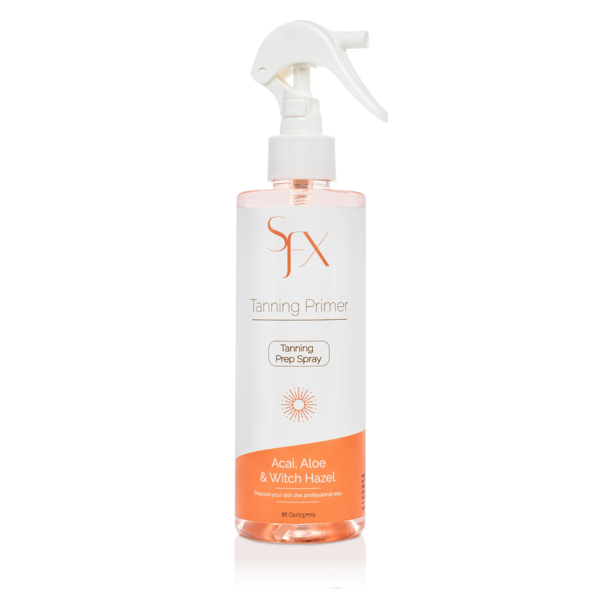 SunFX tanning prep spray bottle ready for pH balancing.