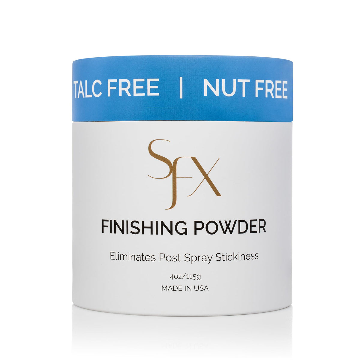 SunFX translucent bronze finishing powder being dusted for a sheer glow