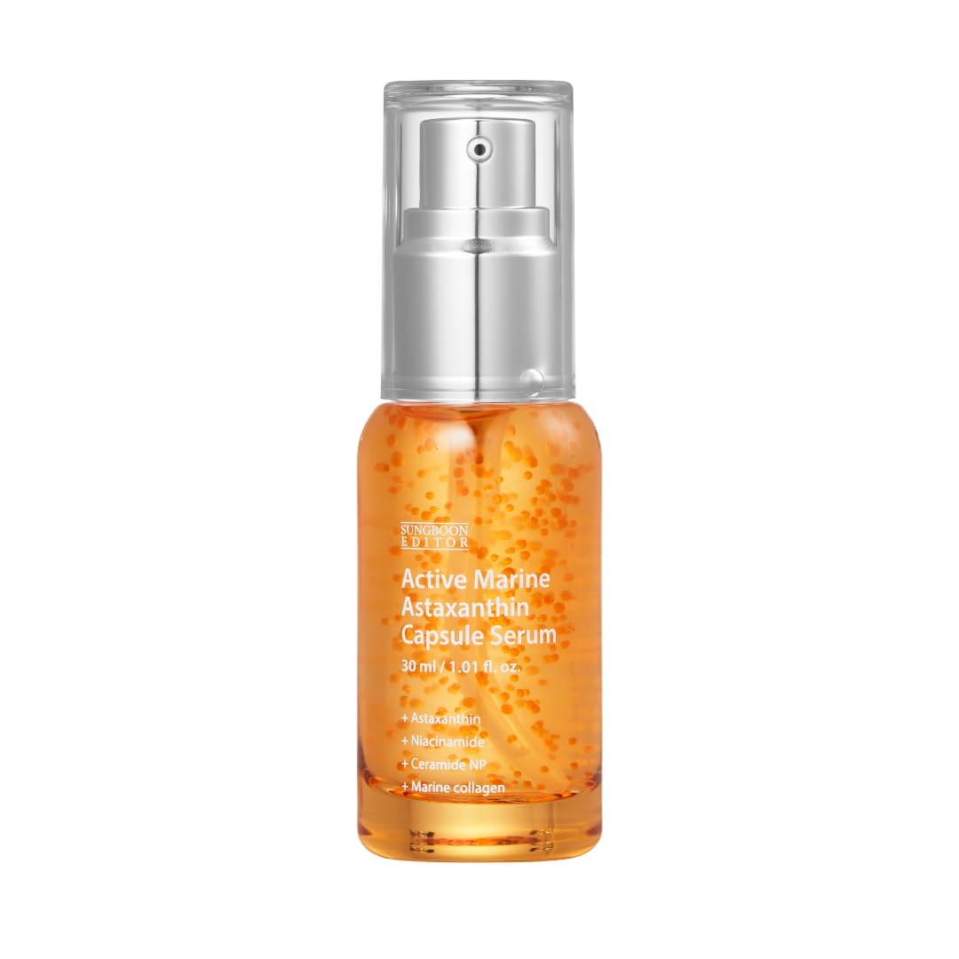 SUNGBOON EDITOR Active Marine Astaxanthin Serum bottle closeup for radiant skin
