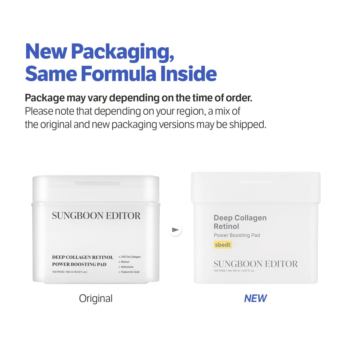 SUNGBOON EDITOR Deep Collagen Retinol Pads pack open for quick toning routine