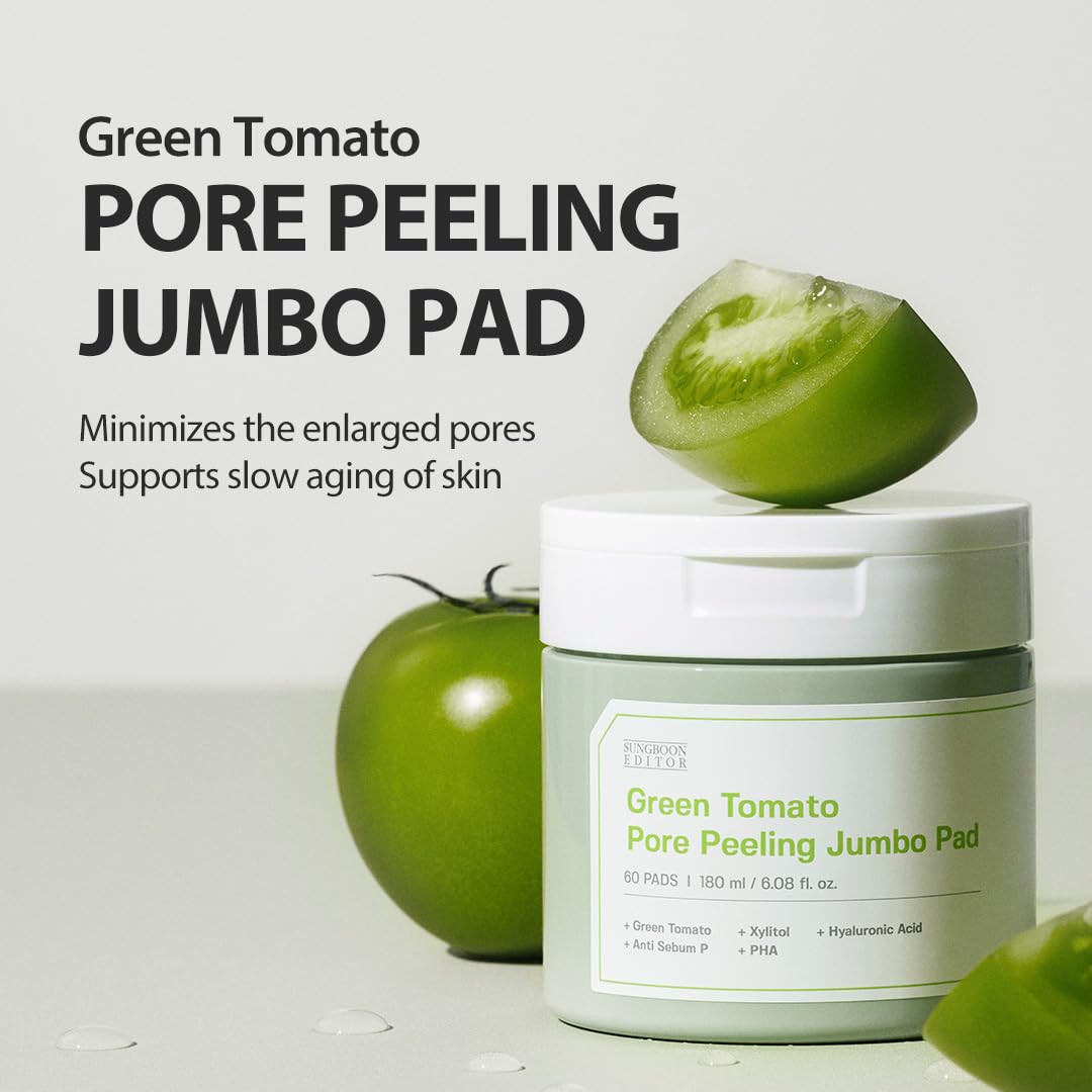 SUNGBOON EDITOR green tomato extract illustration highlighting pore care and clarifying benefits