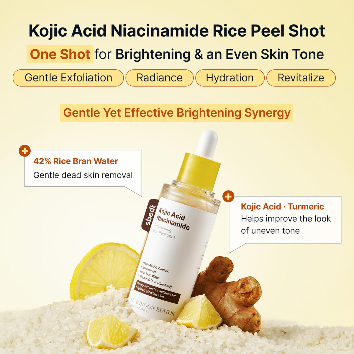 SUNGBOON EDITOR Kojic Acid Peel Shot Serum dropper ready for precise exfoliation application.