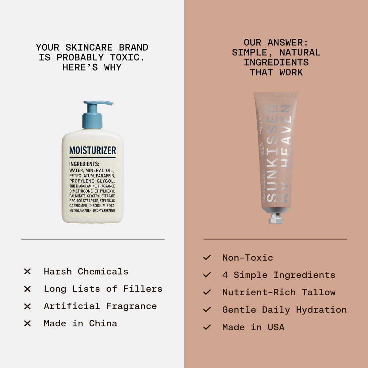 Sunkissed By Heaven travel-size bottle ready for on-the-go skincare.