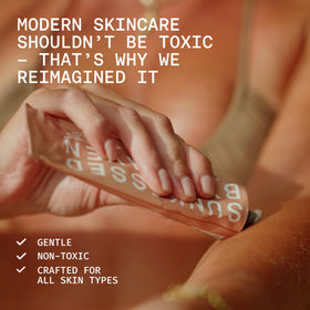Sunkissed By Heaven unscented application on skin demonstrating gentle daily use.