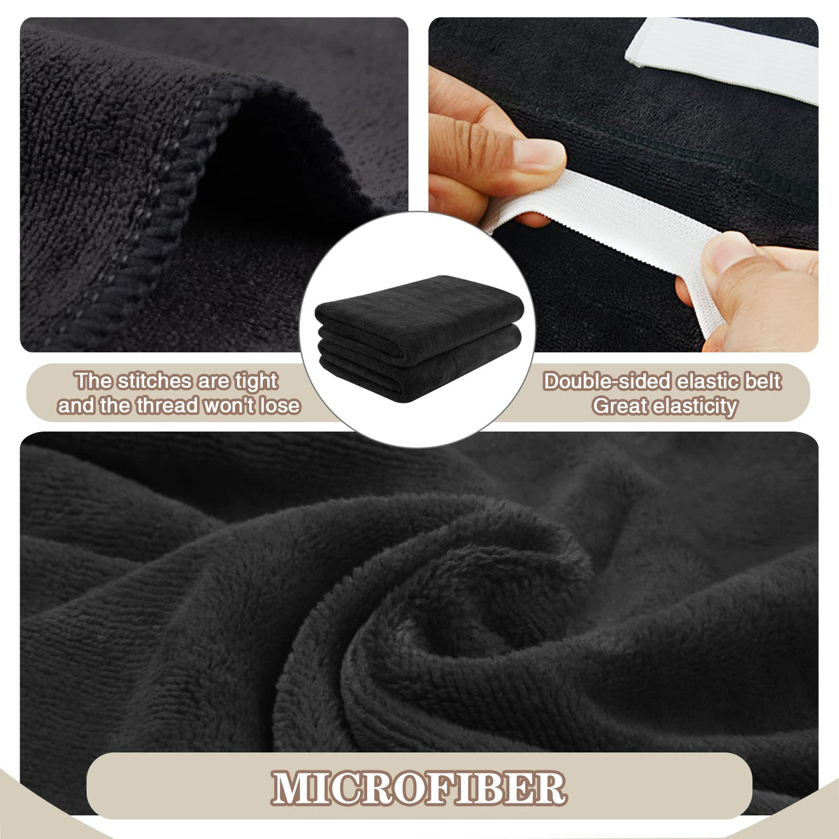 SUNLAND soft microfiber fibers offer gentle drying for delicate hair.