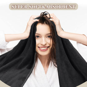 SUNLAND towel wrap with elastic band stays secure during morning routines.