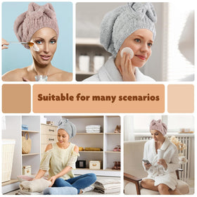 SUNLAND hair drying cap with bow knot provides secure, comfortable coverage for thick hair.