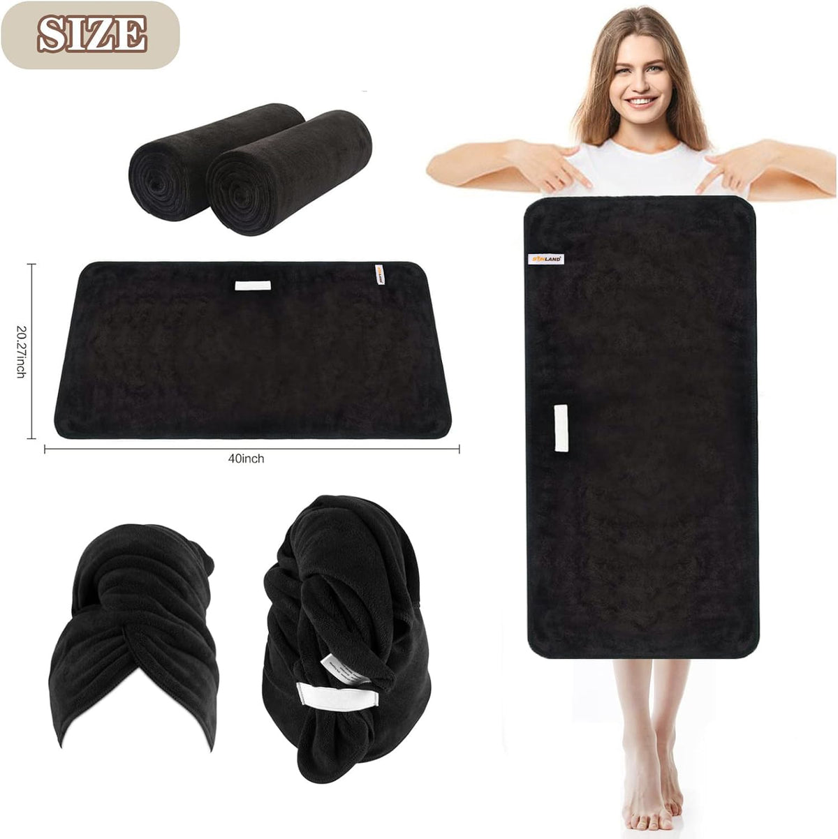 Two-pack SUNLAND microfiber towels ideal for gym and travel.