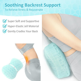 Sunlit Bath Jello pillow lumbar support cradles the back for comfort.