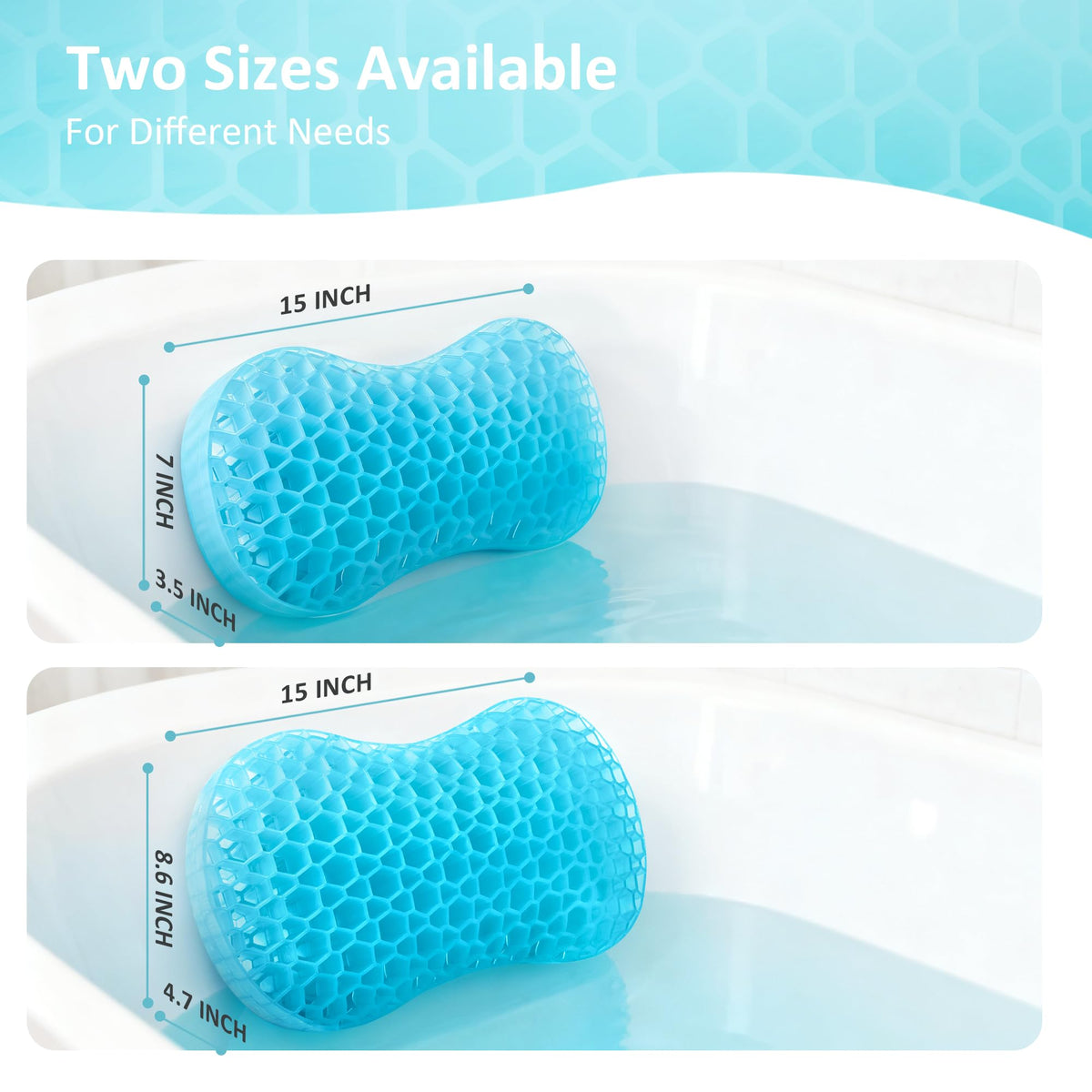 Sunlit Bath Jello Pillow with removable silicone suction cups for secure tub placement.