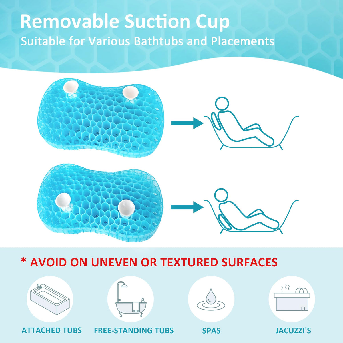Sunlit Bath Jello Pillow available in large and mini sizes for versatile tub fit.
