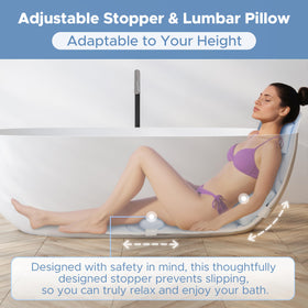 Sunlit bath pillow with lumbar support providing lower back comfort during baths.