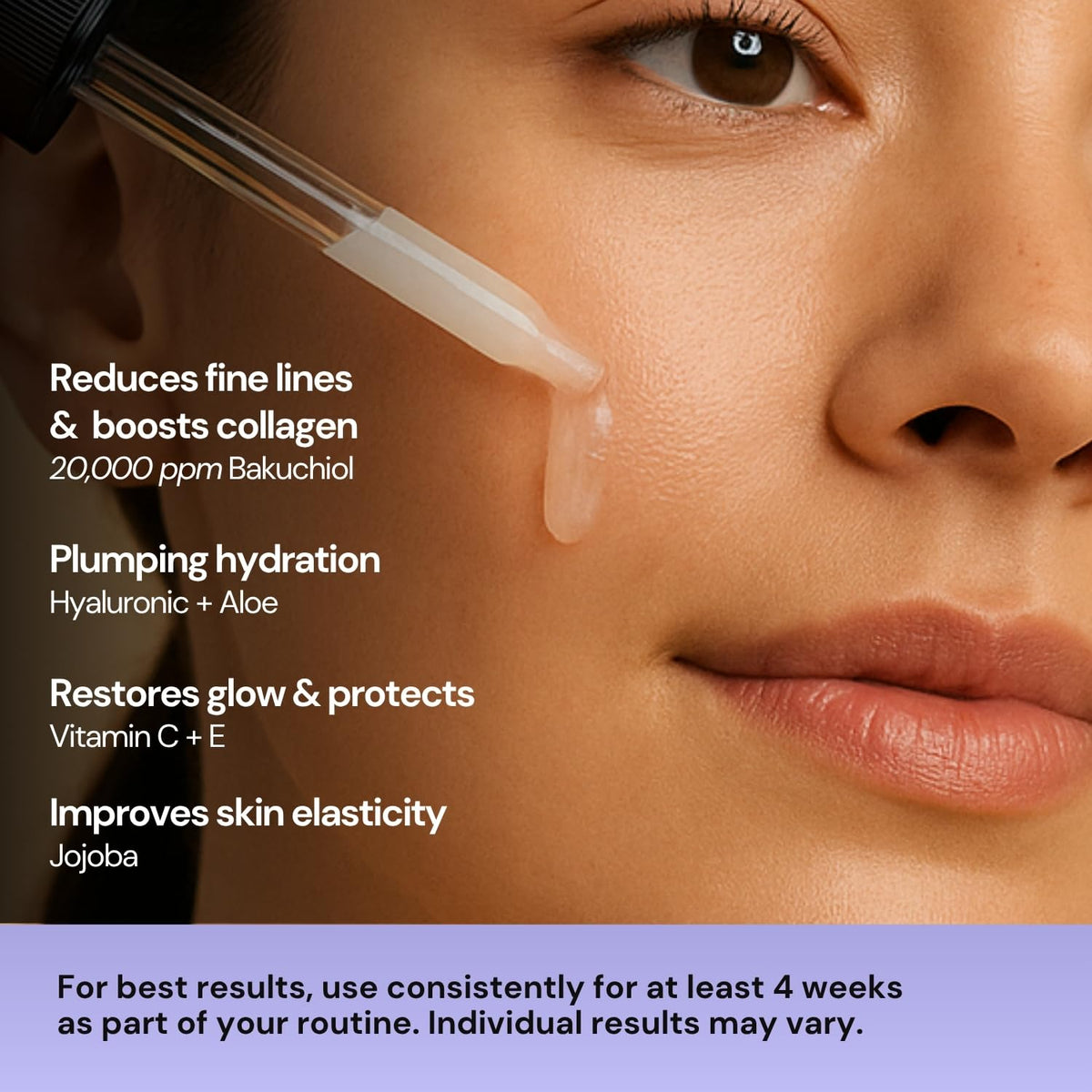 SUNLUV Bakuchiol serum dropper in hand enables precise, gentle application.