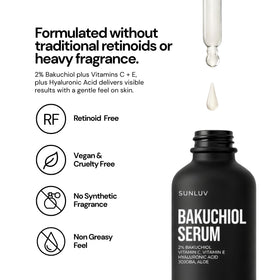 SUNLUV Bakuchiol serum with hyaluronic acid delivers plump, dewy-looking skin.